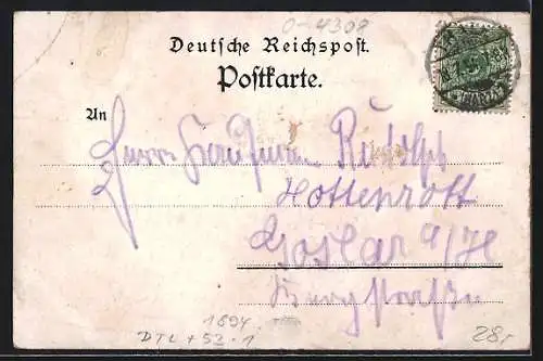 Vorläufer-Lithographie Hexentanzplatz, 1894, Hotel v. Otto Fricke, Hexensprung, Hirschgrund