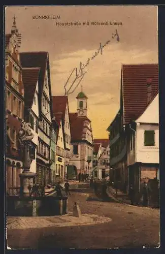 AK Bönnigheim, Hauptstrasse mit Röhrenbrunnen