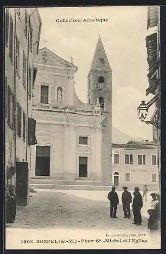 AK Sospel, Place St-Michel et l`Église