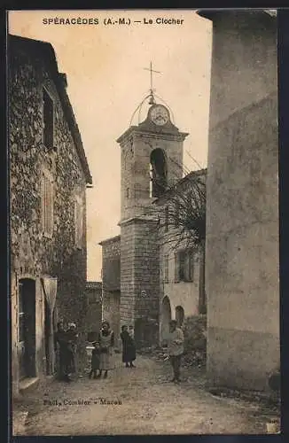 AK Spéracèdes, Le Clocher et scène de rue animée