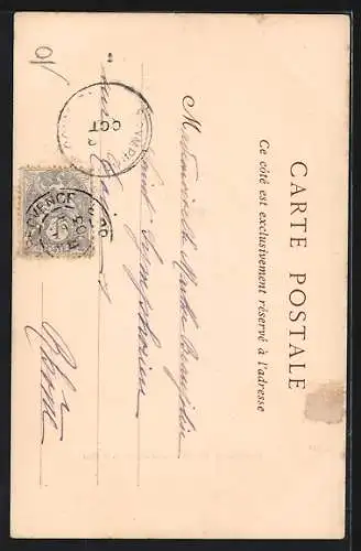 AK Beaulieu-sur-Mer, Paysanne à dos d`âne sous une arche