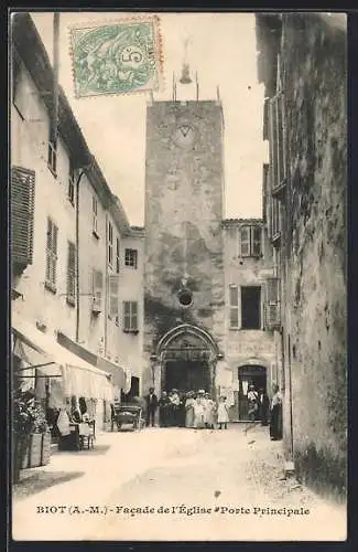 AK Biot, Facade de l`Église et Porte Principale
