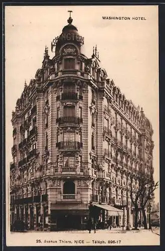 AK Nice, Washington Hotel, Avenue Thiers, architecture élégante et confort moderne