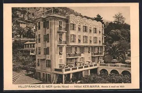 AK Villefranche-sur-Mer, Hôtel Ker-Maria remis à neuf en 1933