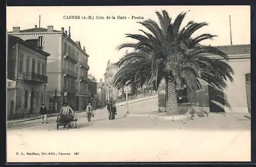 AK Cannes, Coin de la Gare, Postes