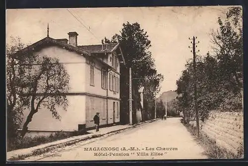 AK Magagnosc, Hôtel-Pension Villa Elise et route bordée d`arbres