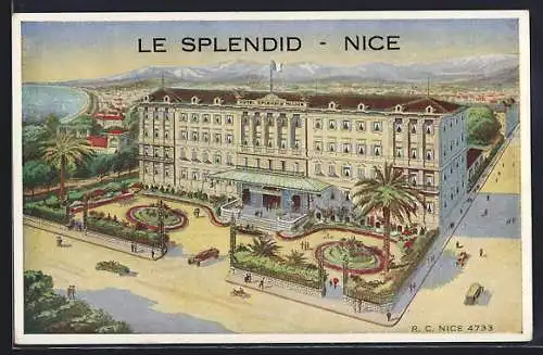 AK Nice, Le Splendid Hotel avec jardins et vue sur la mer