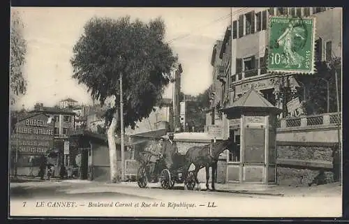 AK Le Cannet, Boulevard Carnot et Rue de la République