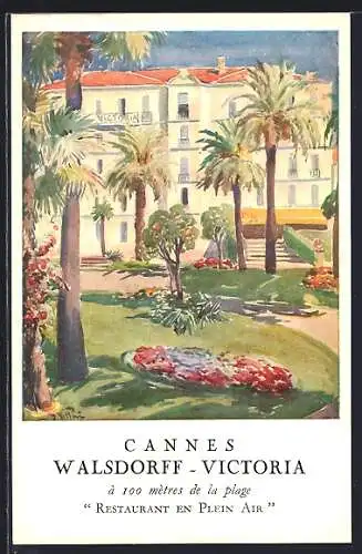 AK Cannes, Walsdorff-Victoria à 100 mètres de la plage Restaurant en Plein Air