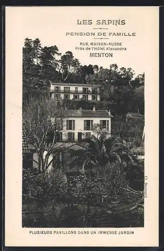 AK Menton, Les Sapins Pension de Famille dans un immense jardin