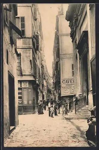 AK Nice, Vieille Ville: Rue Droite animée avec passants et boutiques