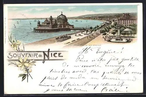 AK Nice, Promenade des Anglais et vue sur la jetée-promenade