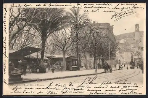 AK Cannes, Rue Félix Faure avec calèches et passants