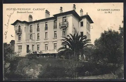 AK Le Cannet-Cannes, Hôtel-Pension Carnot sur le Boulevard Carnot