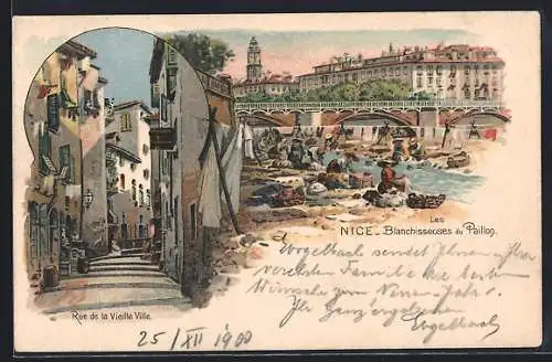 AK Nice, Blanchisseuses du Paillon, Rue de la Vieille Ville