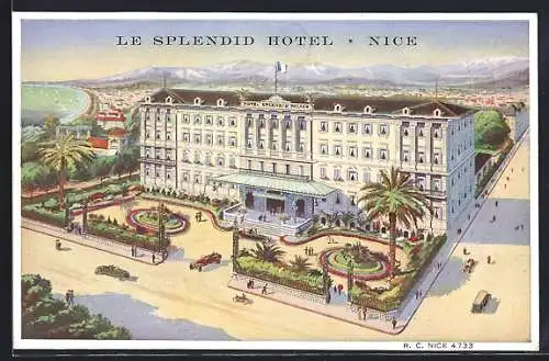 AK Nice, Le Splendid Hotel et son jardin élégant