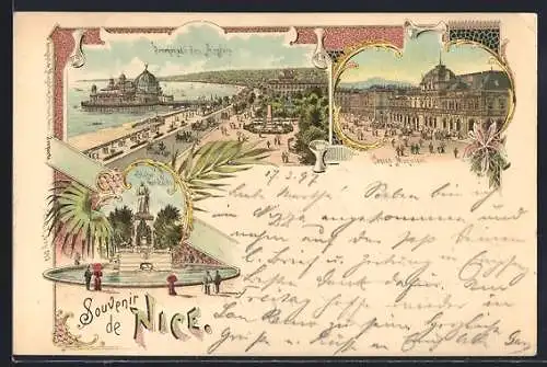 AK Nice, Souvenir avec vue de la promenade des Anglais et Casino Jetée-Promenade