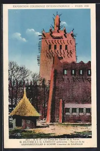 AK Paris, Exposition Coloniale Internationale 1931, A.O.F. Le Camp des Gardes et le Palais