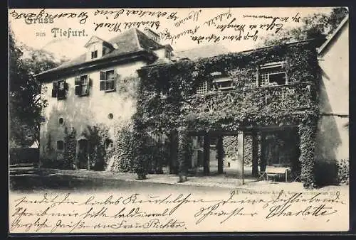 AK Tiefurt, Schloss mit bewachsenen Fassaden
