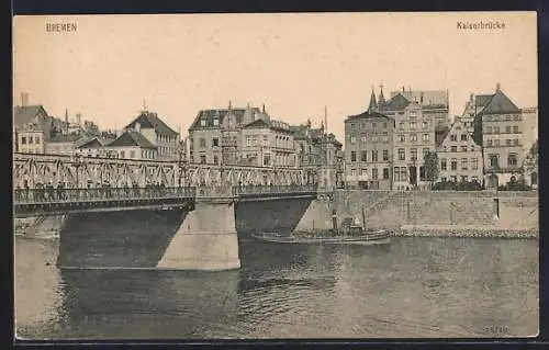 AK Bremen, Kaiserbrücke und Dampfschiff