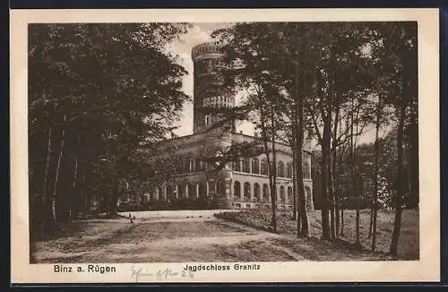 AK Binz a. Rügen, Jagdschloss Granitz mit Auffahrt