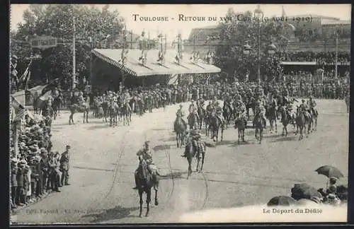 AK Toulouse, retour du XVIIe corps 1919, le départ du défilé