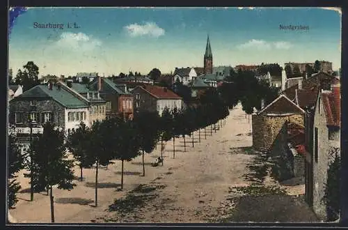 AK Saarburg i. L., Nordgraben aus der Vogelschau
