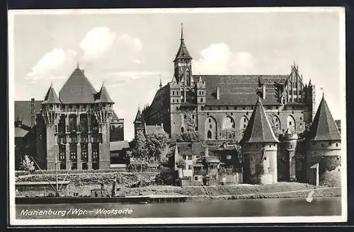 AK Marienburg / Malbork, Panorama mit Westseite