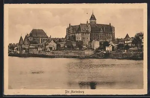 AK Marienburg / Malbork, Panorama, Uferpartie
