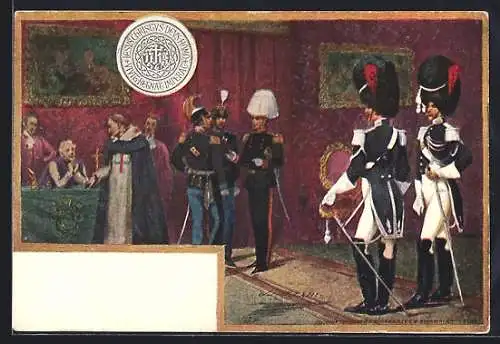 AK Soldaten in Uniform und Papst Leo XIII.