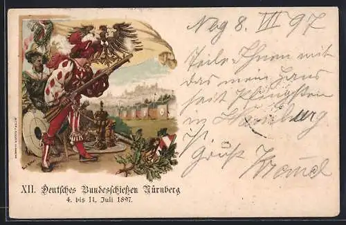 Künstler-AK Paul Ritter: Nürnberg, XII. Deutsches Bundesschiessen 1897