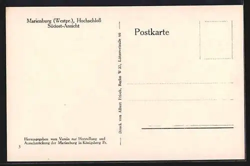 AK Marienburg / Malbork, Hochschloss, Südost-Ansicht