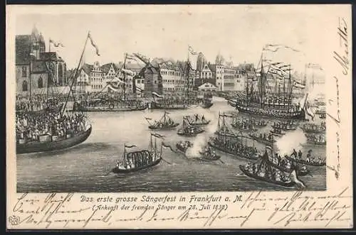 AK Frankfurt a. M., Das erste grosse Sängerfest, Ankunft der fremden Sänger am 28. Juli 1838