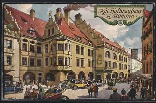 Künstler-AK Fritz Quidenus: Kgl. Hofbräuhaus zu München, Aussenansicht
