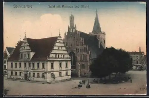 AK Sommerfeld, Markt mit Rathaus und Kirche