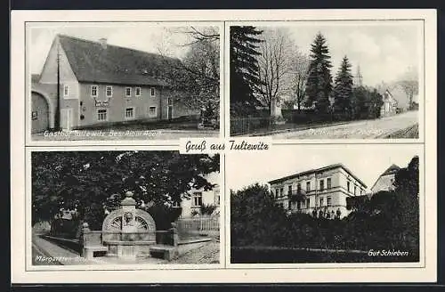 AK Tultewitz, Gut Schieben, Denkmal und Dorflage, Margareten Brunnen, Gasthof