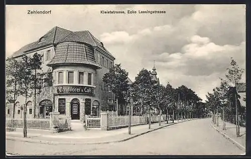 AK Berlin-Zehlendorf, Conditorei und Cafe in der Kleisstrasse, Ecke Lessingstrasse