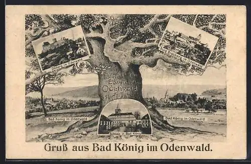 AK Bad König im Odenwald, Ortsansicht, Otzberg, Burg Breuberg