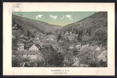 AK Auerbach / Bergstrasse, Blick über die Dächer im Hochstädter Tal