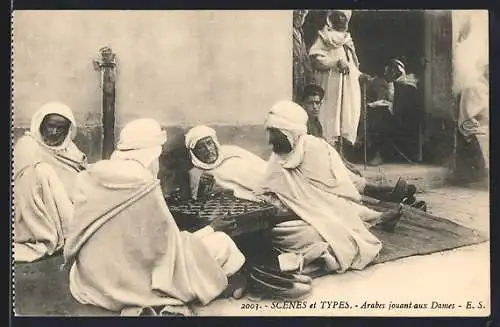 AK Algérie, Arabes jouant aus Dames, arabische Männer beim Dame spielen