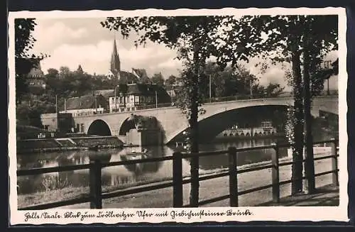 AK Halle /Saale, Blick zum Kröllwitzer Ufer mit Brücke