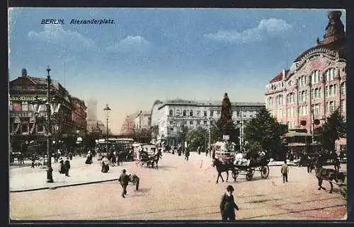 AK Berlin, Alexanderplatz mit Kutschen