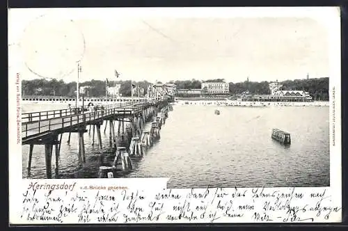 AK Heringsdorf / Ostsee, Ortspartie von der Brücke aus gesehen