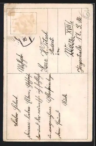 Künstler-AK Süsses Mädchen mit Blumen im Arm, Jugendstil