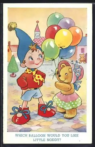 AK Kleine Bärendame verkauft Luftballons an Little Noddy, Comic