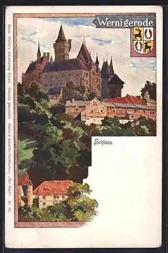 Künstler-Lithographie H. Bahndorf: Wernigerode, Schloss