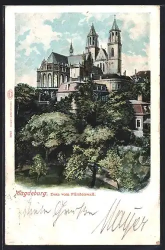 AK Magdeburg, Dom vom Fürstenwall aus gesehen