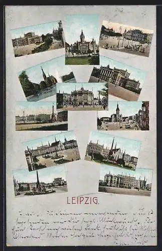 AK Leipzig, Platzpartie in der Stadt, am Ehrenmal, Strassenbahn unterwegs