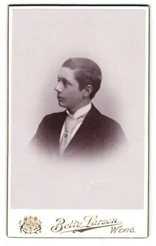 Fotografie Betty Larson, Wexiö, Sandgärdsgatan 24, Seitenporträt eines jungen Mannes