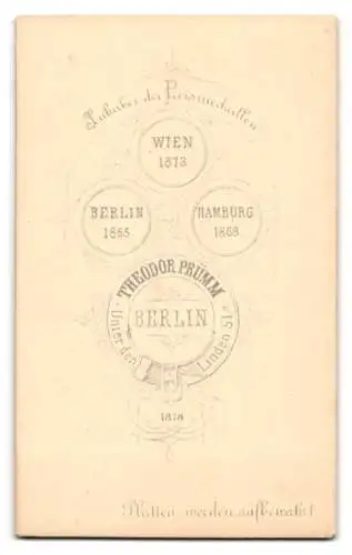 Fotografie Th. Prümm, Berlin, Unter den Linden 51, Porträt einer Dame mit elegantem Hut